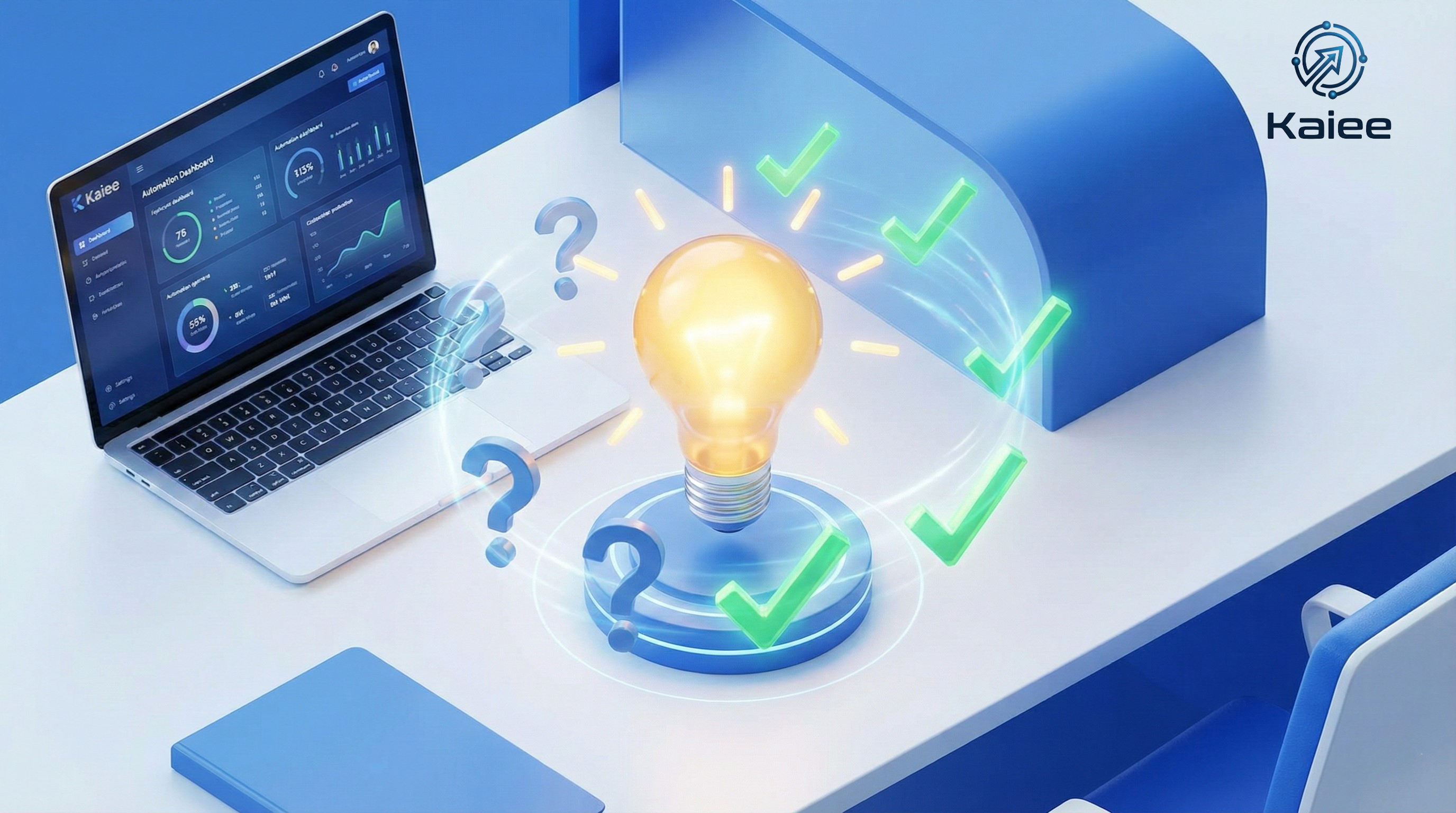 Business Process Automation FAQs illustration showing questions transforming into solutions for Indian founders